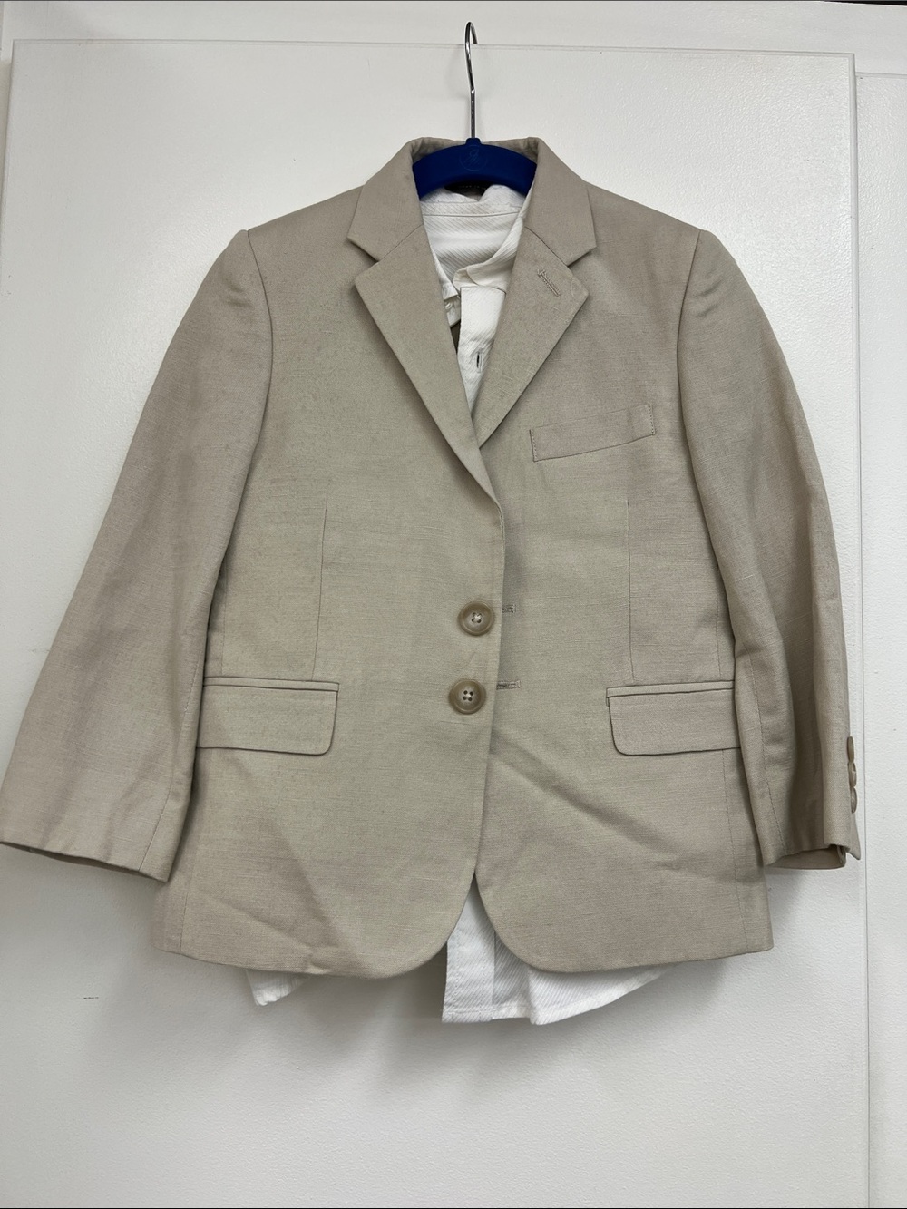 Nordstrom Light Beige Linen Blazer Pant Suit Matching Set 3pc Kids Boy 5